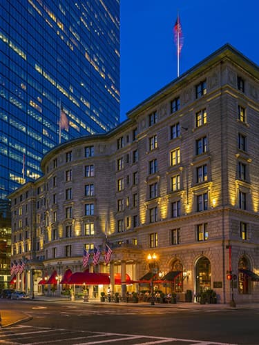 Fairmont Copley Plaza at night Boston Massachusetts.